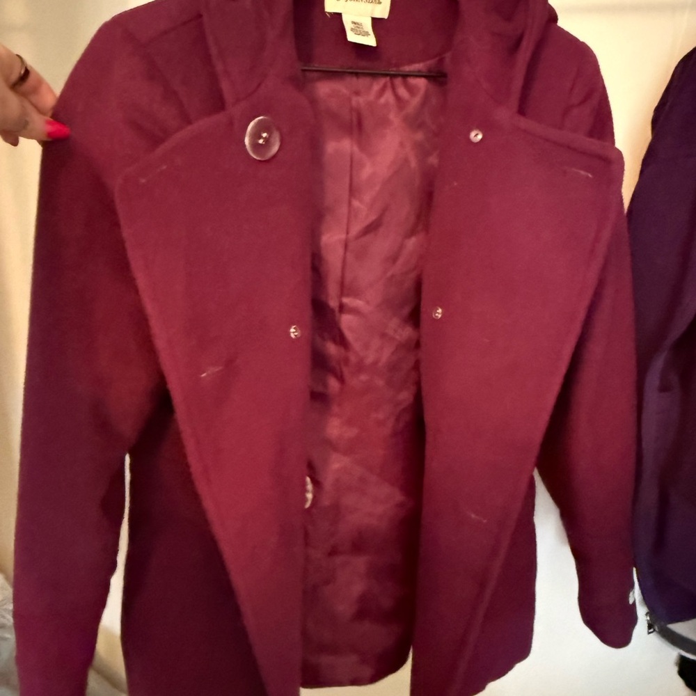 St. John's Bay Women's Burgundy Pea Coat